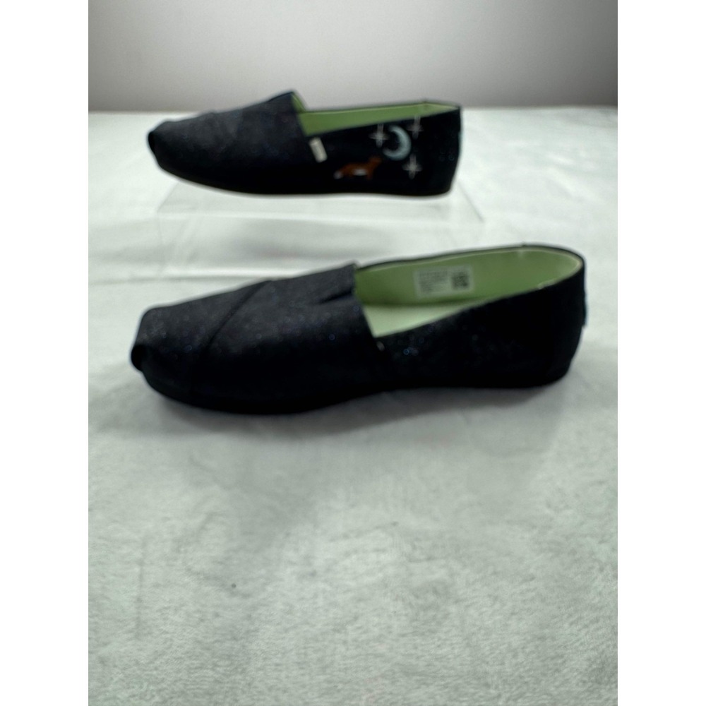 Toms Alpargata Flat Shoes Women's 7 Blue Glitter Fox Print Slip-on Lightweight - Picture 11 of 14